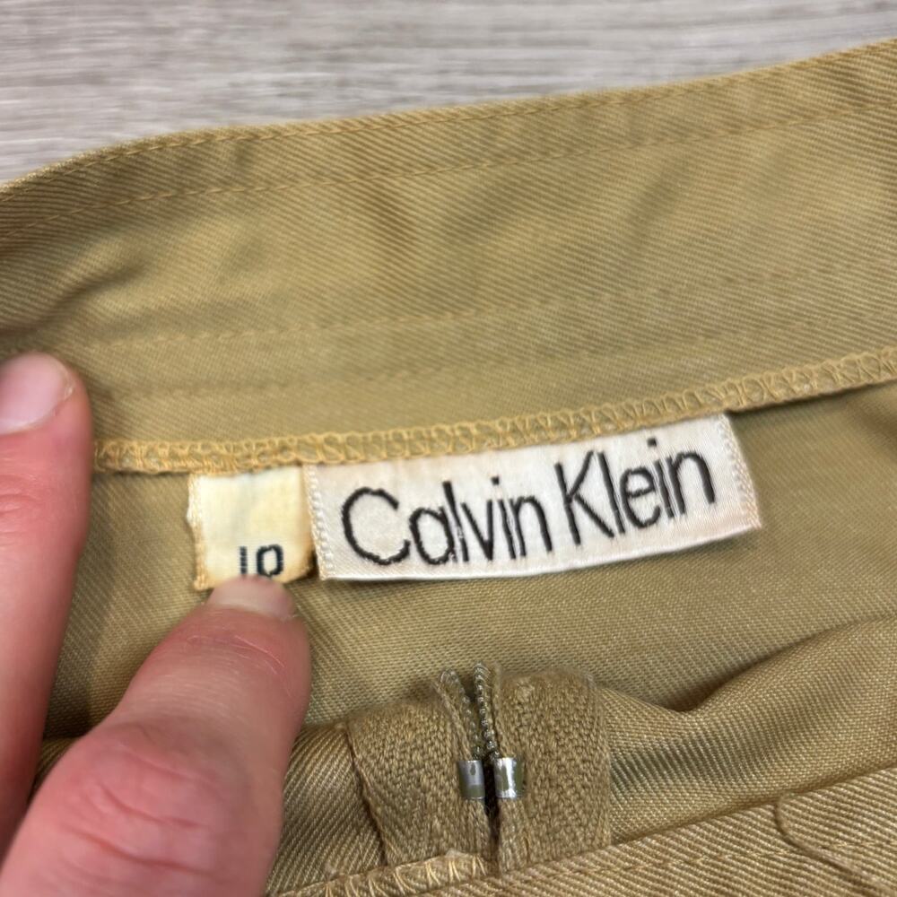 Vintage 70s Calvin Klein Pleated A Line Khaki Skirt Women's 10 Academia Twee - Picture 4 of 11